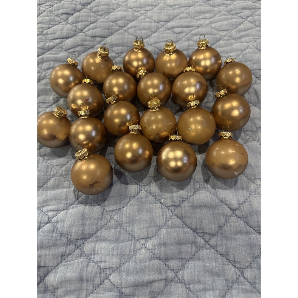 Vintage Lot Of 20 HD Glass Christmas Ornaments Gold Balls